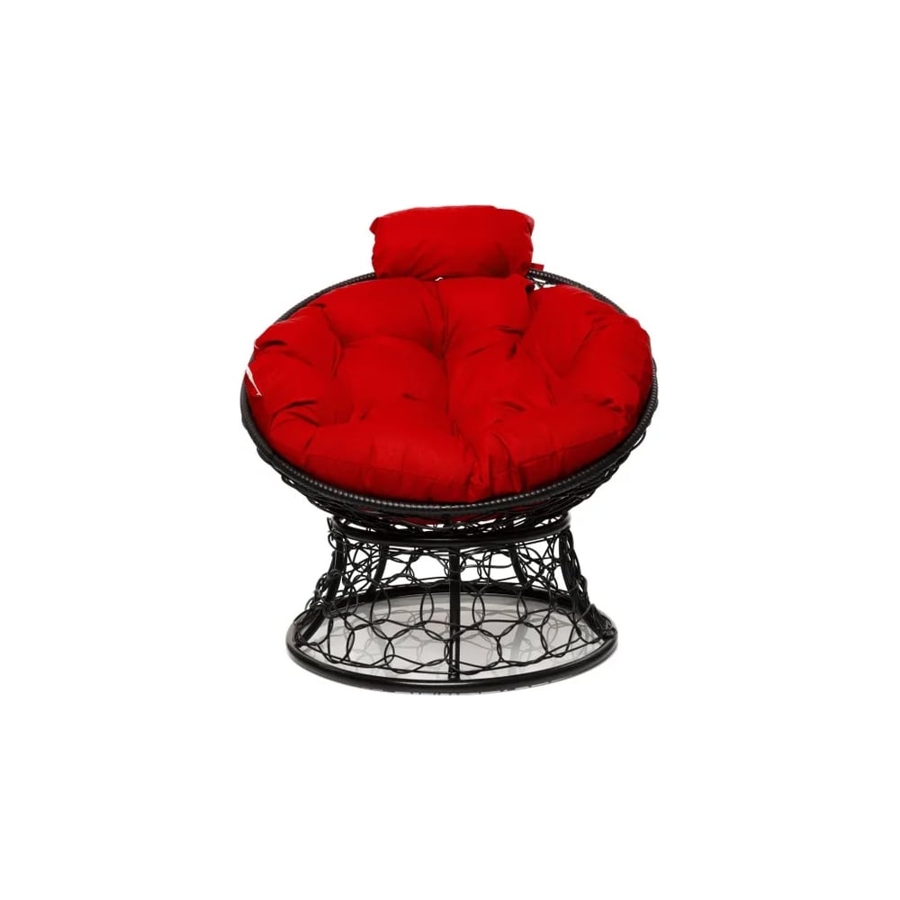 Изображение товара Кресло М-GROUP ПАПАСАН мини с ротангом черное и красной подушкой