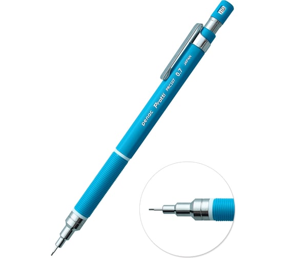 Изображение товара Механический карандаш Penac protti prc 107, 0.7 мм, hb, голубой, блистер картон MP0107-BL-03/B