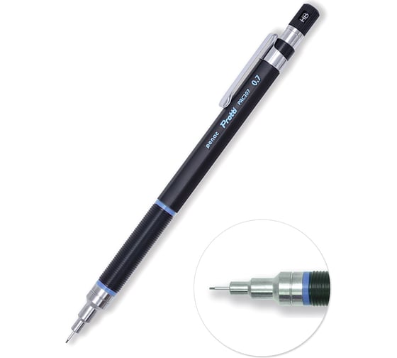 Изображение товара Механический карандаш Penac protti prc 107, 0.7 мм, hb, черный/голубой, блистер картон MP0107-SB-20/B
