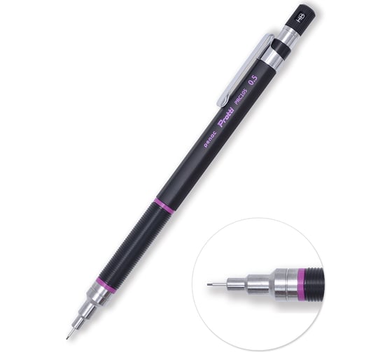 Изображение товара Механический карандаш Penac protti prc 105, 0.5 мм, hb, черный/малиновый, блистер картон MP0105-LV-32/B