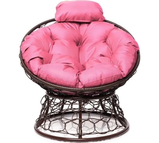 Изображение товара Кресло M-GROUP ПАПАСАН мини с ротангом коричневое, розовая подушка 12070208