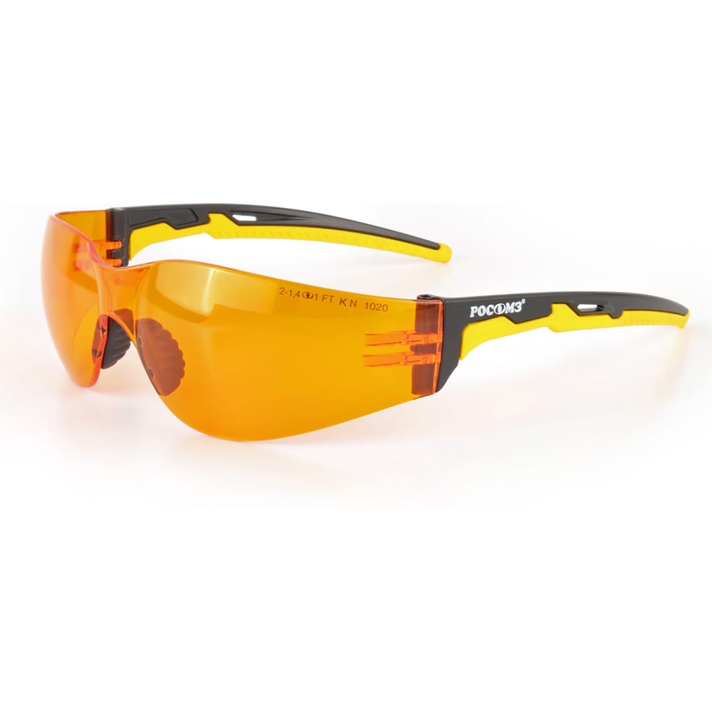 Защитные открытые очки РОСОМЗ, цвет черный/желтый 11550-5 о15 hammer active strong glass светло-оранжевые - фото 1