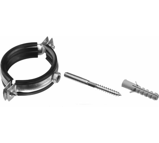 Изображение товара Трубный хомут с гайкой оцинк. в комп. с сантех. шпилькой и дюбелем ЗУБР  2 1/2" 1шт 37866-75-80_z01