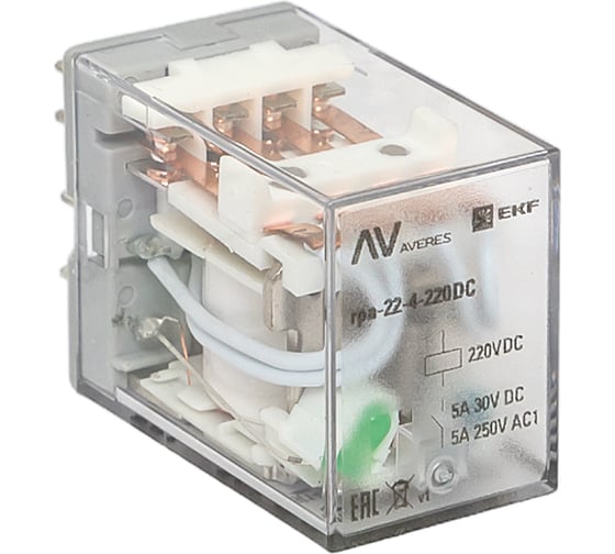 Изображение товара Промежуточное реле EKF RPA 22/4 5A 220В DC AVERES rpa-22-4-220DC