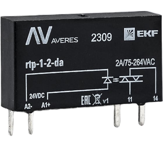 Изображение товара Твердотельное однофазное реле EKF RTP 2 А, для разъема РM slim 23/1 rtp-1-2-da