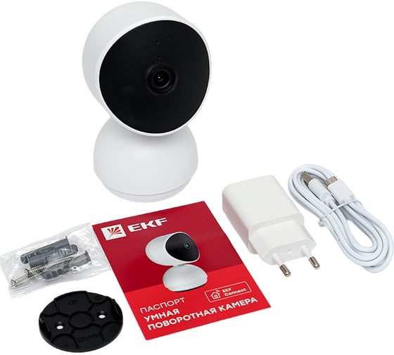 Изображение товара Умная поворотная камера Connect Wi-Fi белая EKF scwf-usb