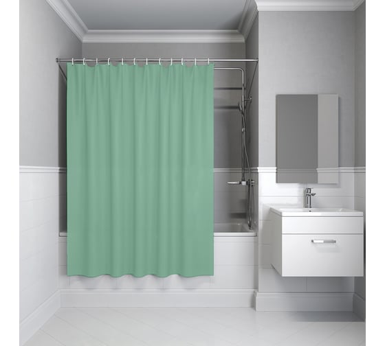 Изображение товара Штора для ванной IDDIS 200x240 см, Полиэстер, зеленый, BL05P24i11
