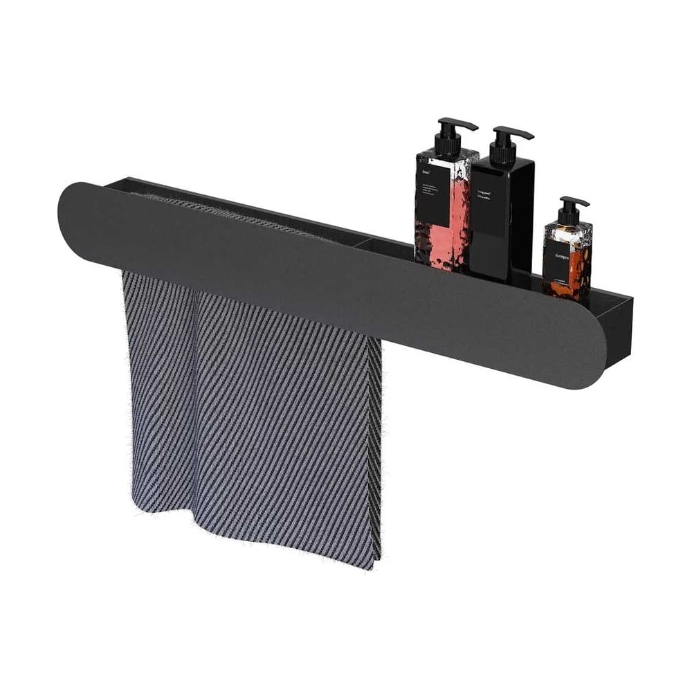 Изображение товара Полка Граф Держалкин Round double 70x9,2x9 черная лофт настенная