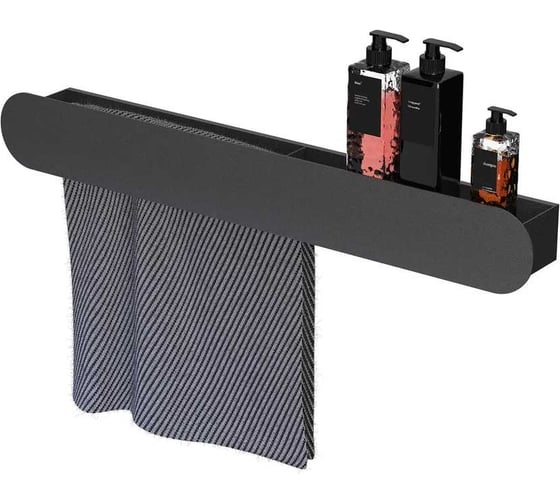 Изображение товара Полка Граф Держалкин Round double 70x9,2x9 полотенцедержатель слева черная Fl-ro-d70л-ч