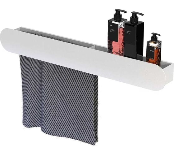 Изображение товара Полка Граф Держалкин Round double 70x9,2x9 полотенцедержатель слева белая Fl-ro-d70л-б