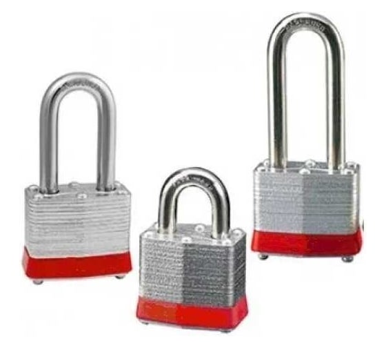 Изображение товара Блокировочный замок Точка Безопасности ламинированный, пиновый цилиндр, стальная дужка, высота дужки – 46 мм, размеры корпуса – 34x43 мм, цвет – синий, 1 шт/упак gwr026PS51BLU