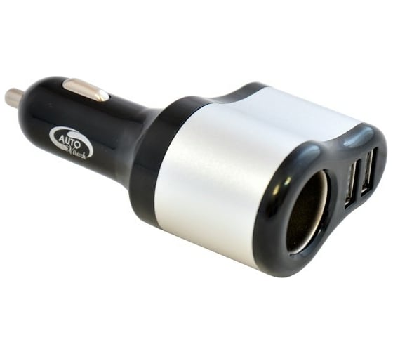Изображение товара Разветвитель прикуривателя c выходом 2 USB AUTOVIRAZH 2100мА,12/24V AV-4303