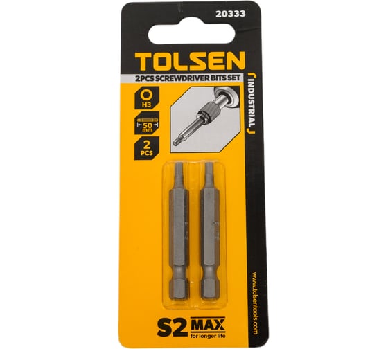 Изображение товара Набор вставок бит торцевых 1/4", Hex3, 50 мм, 2 шт TOLSEN 20333
