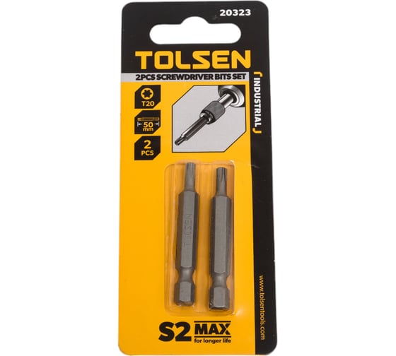 Изображение товара Набор вставок бит торцевых 1/4", Torx, T20, 50 мм, 2 шт TOLSEN 20323