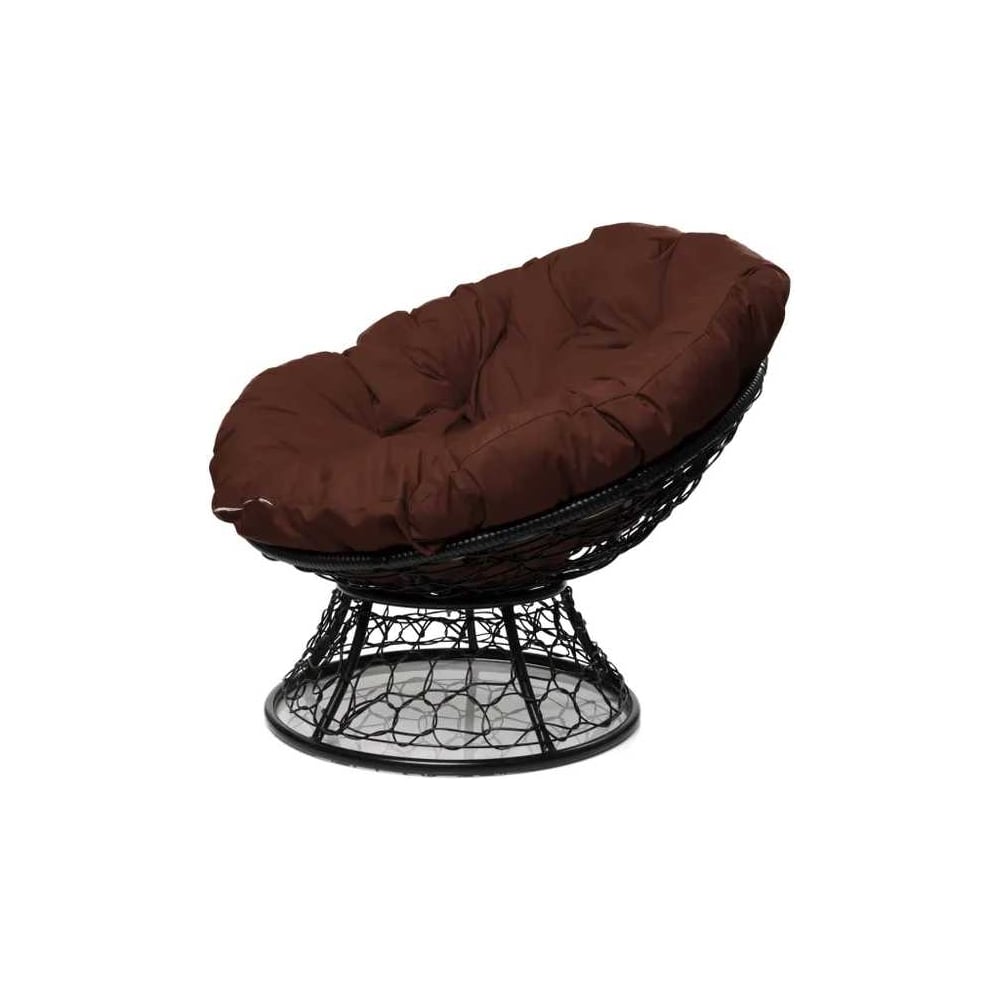 Изображение товара Кресло M-GROUP ПАПАСАН с ротангом черное, коричневая подушка