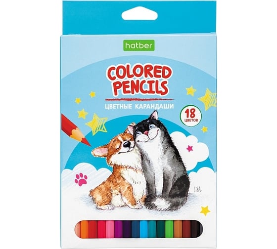 Изображение товара Цветные карандаши Hatber ECO 18 цв., Pets story 066255