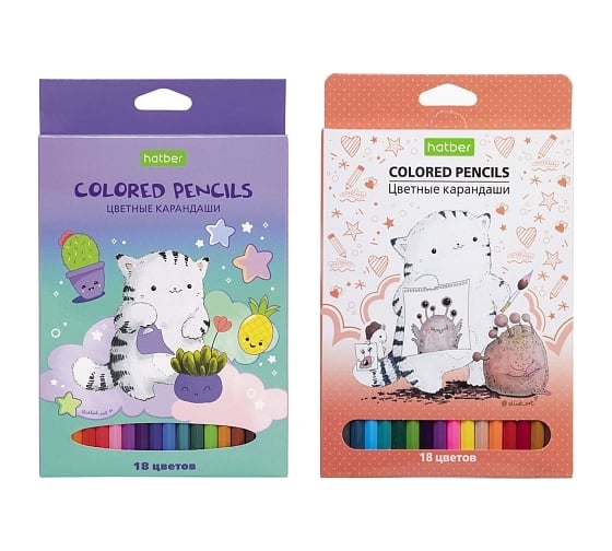 Изображение товара Цветные карандаши Hatber ECO 18 цв., Приключения кота Пирожка 066357