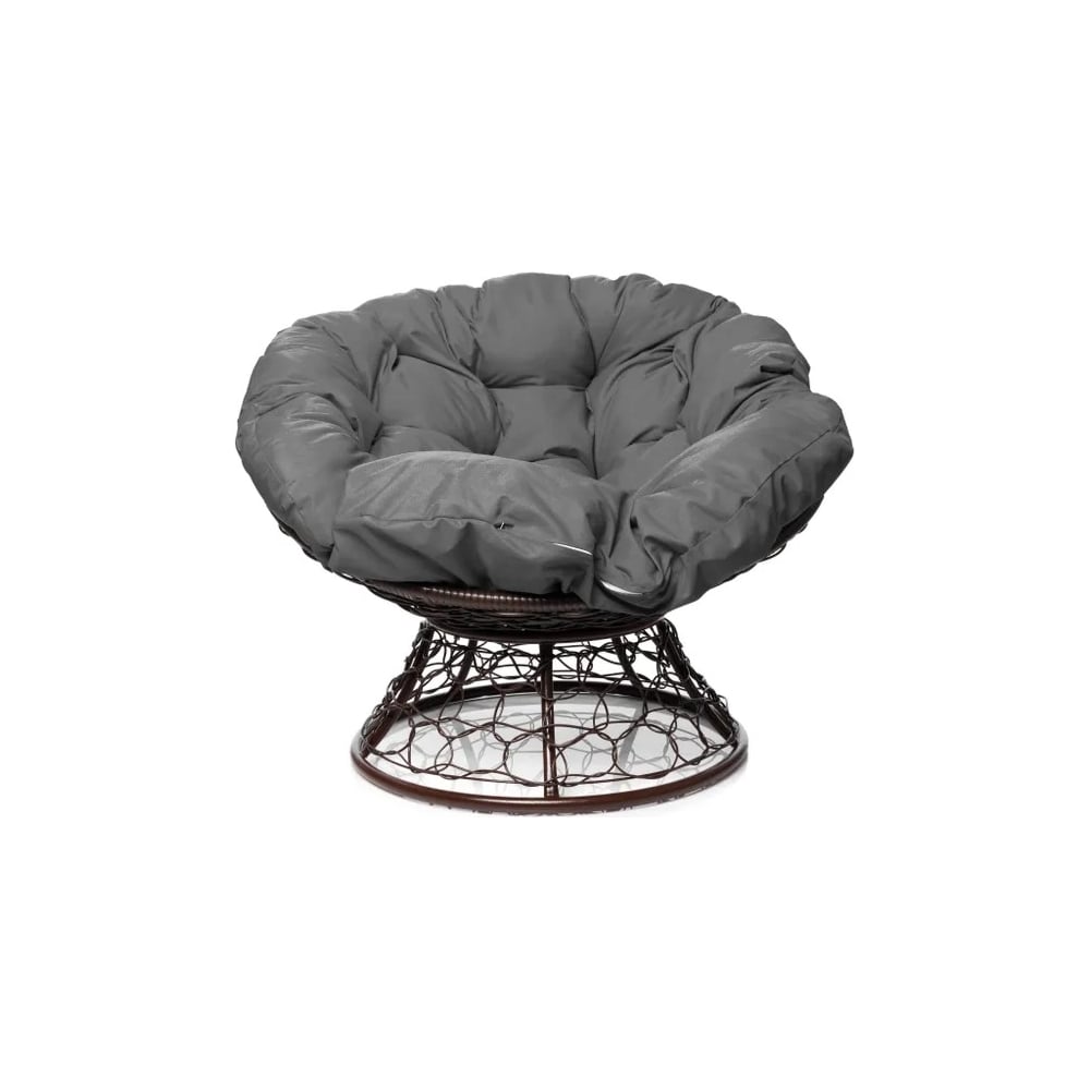 Изображение товара Кресло M-GROUP ПАПАСАН с ротангом коричневое и серой подушкой для улицы