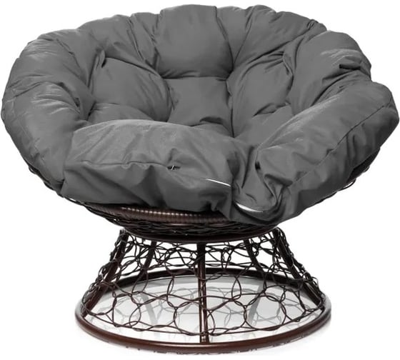 Изображение товара Кресло M-GROUP ПАПАСАН с ротангом коричневое, серая подушка 12020209