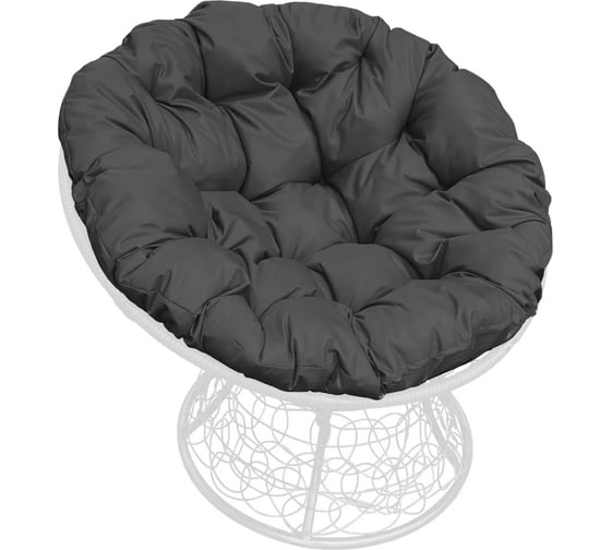 Изображение товара Кресло M-GROUP ПАПАСАН с ротангом белое, серая подушка 12020109