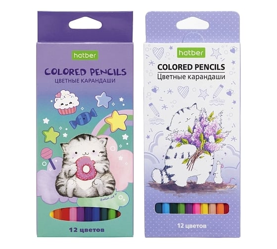 Изображение товара Цветные карандаши Hatber ECO 12 цв., Приключения кота Пирожка 066356