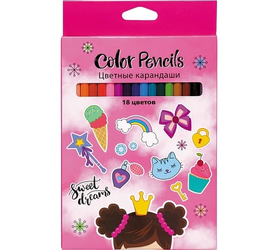 Изображение товара Цветные карандаши Hatber ECO 18 цв., Мечты принцессы 066817