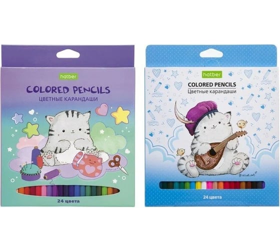 Изображение товара Цветные карандаши Hatber ECO 24 цв., Приключения кота Пирожка 066358