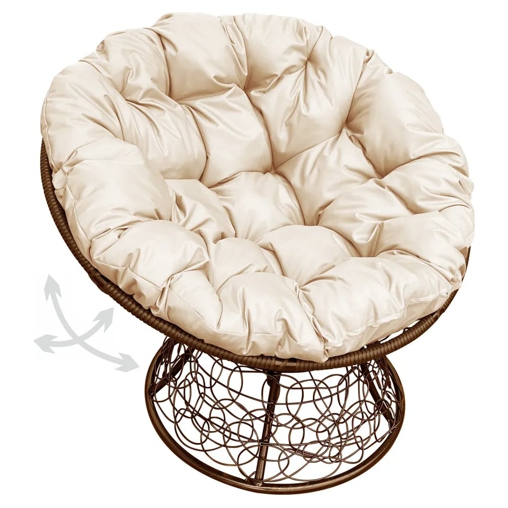 Изображение товара Кресло M-GROUP ПАПАСАН с пружинкой и ротангом коричневое