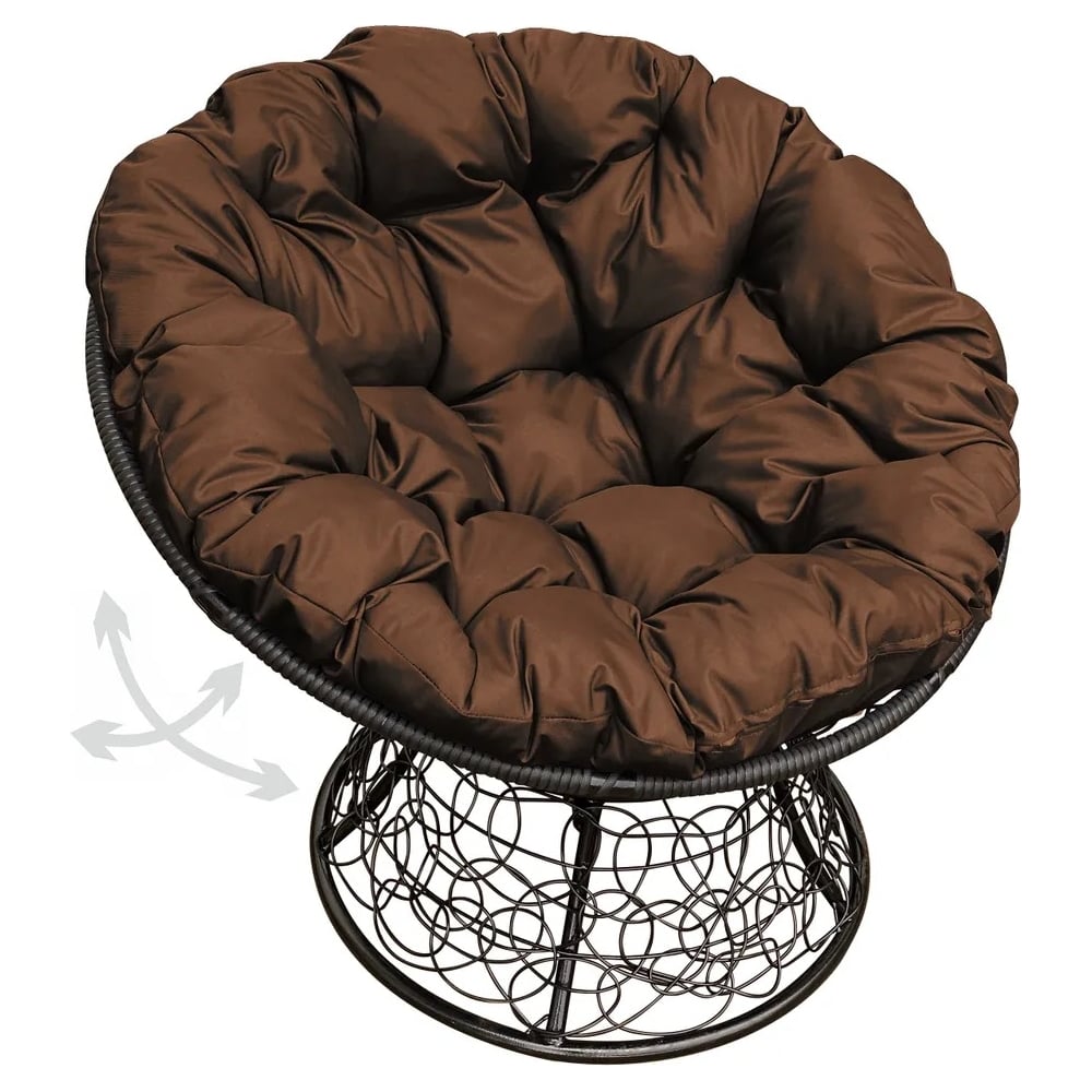 Изображение товара Кресло M-GROUP ПАПАСАН черное с коричневой подушкой