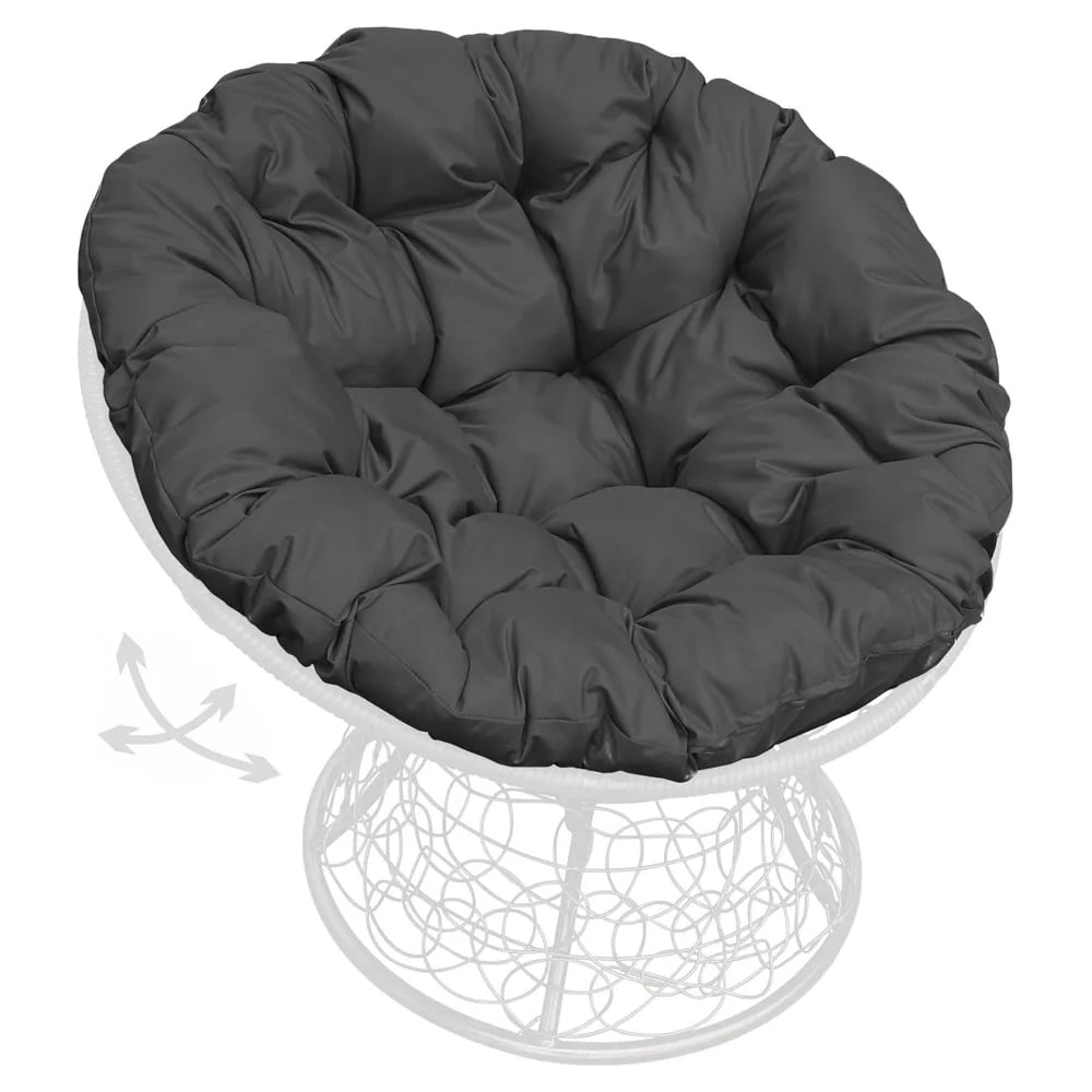 Изображение товара Кресло М-GROUP ПАПАСАН с пружинкой и ротангом, белое с серой подушкой