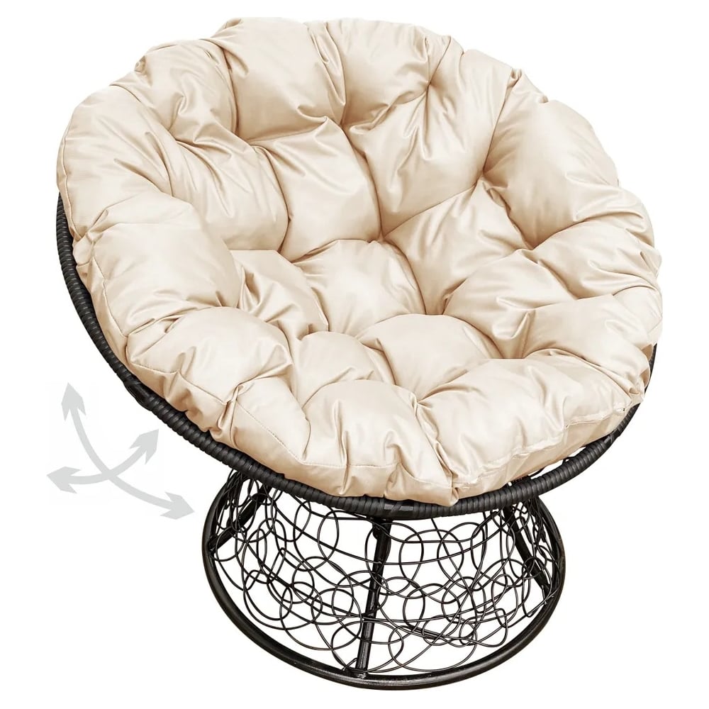 Изображение товара Кресло M-GROUP ПАПАСАН с пружинкой ротанг бежевое черное прочное комфортное