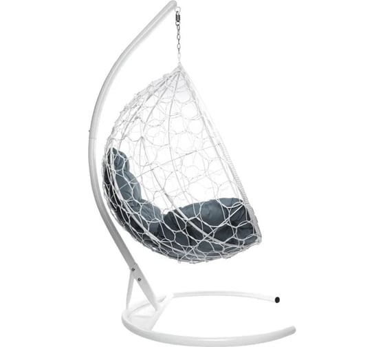 Изображение товара Подвесное кресло M-GROUP КАПЛЯ с ротангом белое, серая подушка 11020109