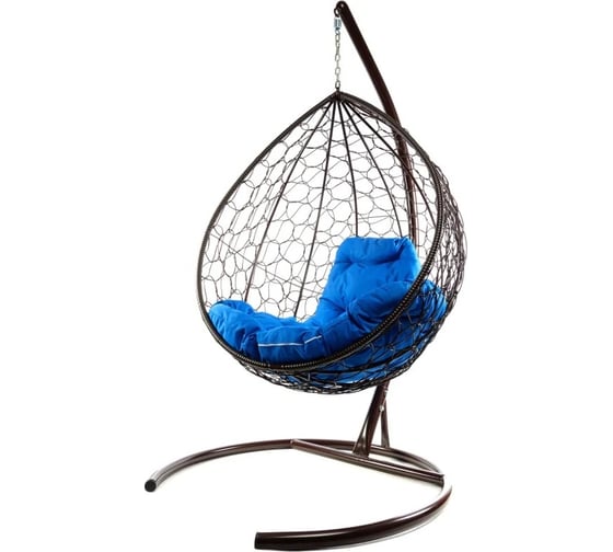 Изображение товара Подвесное кресло M-GROUP КАПЛЯ с ротангом коричневое, синяя подушка 11020210