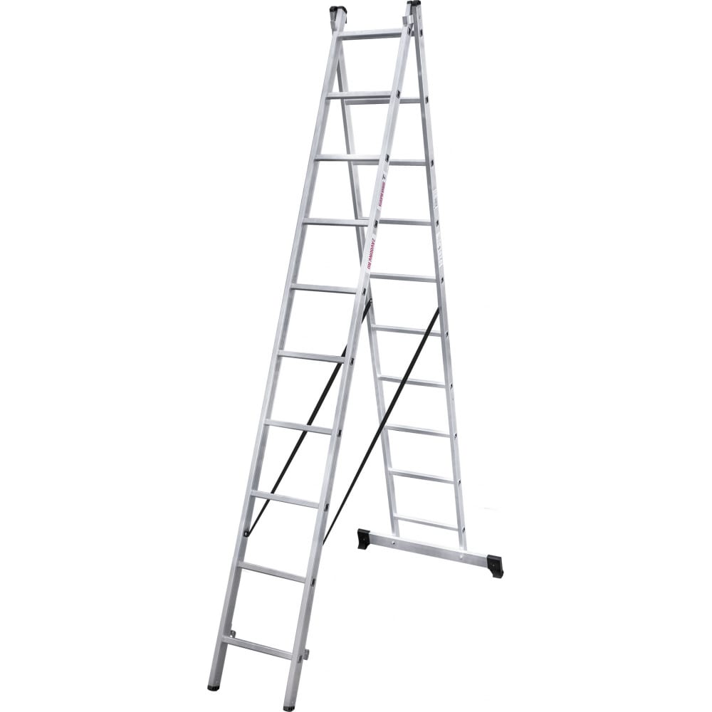 Двухсекционная лестница Новая Высота стремянка с лотком для инструментов новая высота артель 6 ступеней алюминий