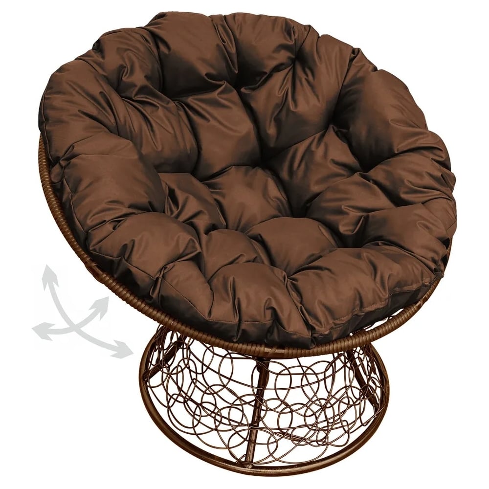 Изображение товара Кресло M-GROUP ПАПАСАН коричневое с подушкой