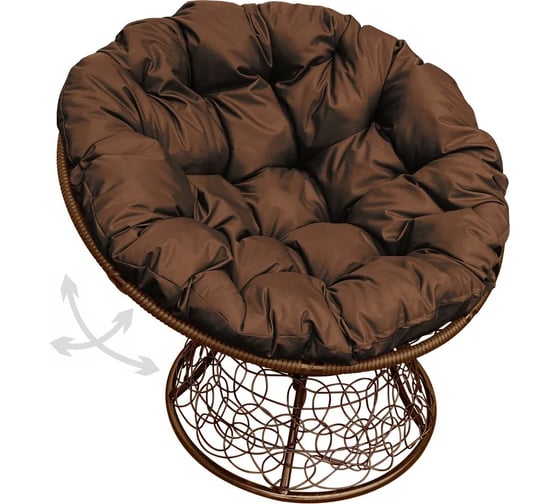 Изображение товара Кресло M-GROUP ПАПАСАН пружинка с ротангом коричневое, коричневая подушка 12050205