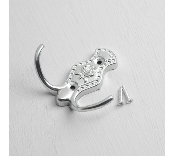 Изображение товара Мебельный крючок ТУНДРА КМ214CP, двухрожковый, цвет хром 3609789