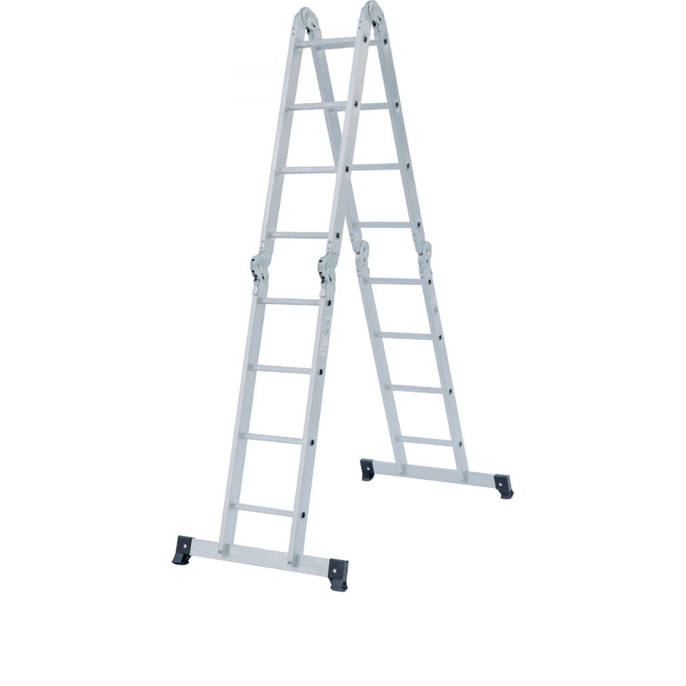 Четырехсекционная лестница-трансформер Новая Высота стремянка с лотком для инструментов новая высота артель 7 ступеней алюминий
