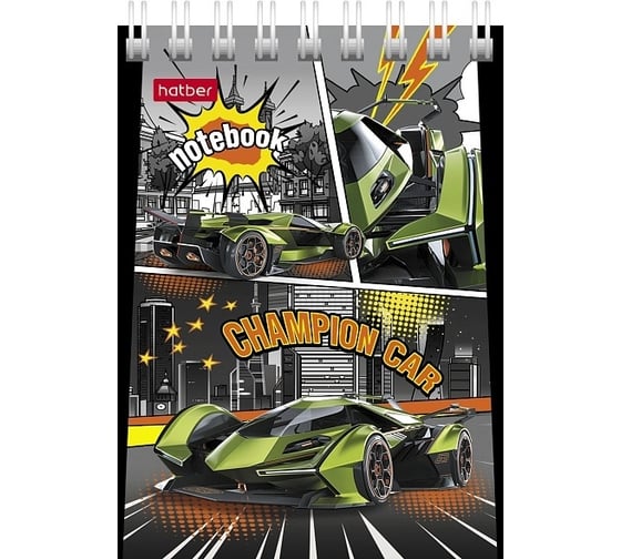 Изображение товара Блокнот Hatber Авто чемпион 40 л, А7, клетка, 65 г/кв.м, обложка мелованный картон, 120 шт в упаковке 081181
