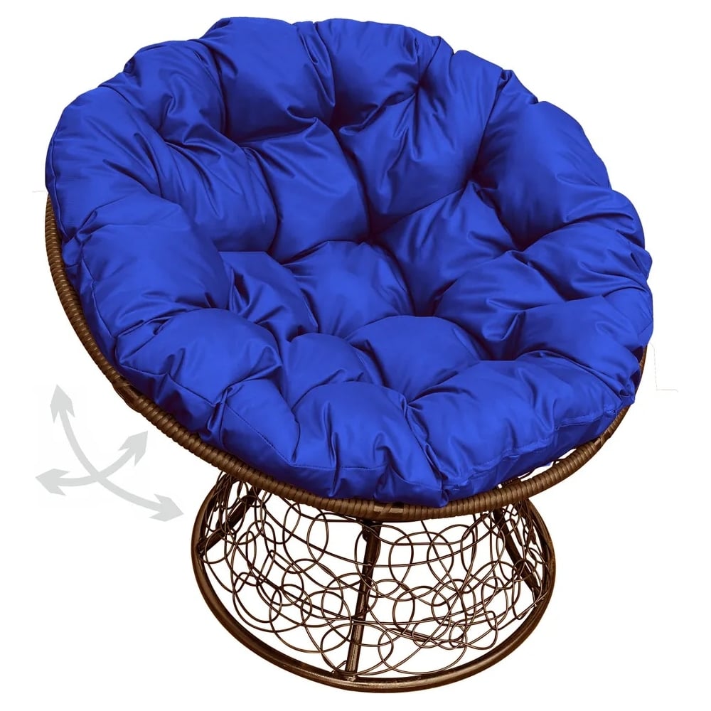 Изображение товара Кресло M-GROUP ПАПАСАН с пружинкой и ротангом коричневое с синей подушкой Изображение товара Кресло M-GROUP ПАПАСАН с пружинкой и ротангом коричневое с синей подушкой