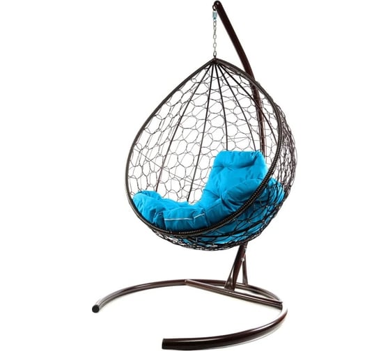 Изображение товара Подвесное кресло M-GROUP КАПЛЯ с ротангом коричневое, голубая подушка 11020203