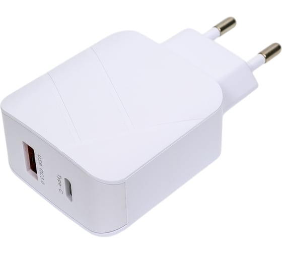 Изображение товара Сетевой адаптер Ergolux ELX-РA01QC-C01 (18Вт 1USB+1Type C, 100-220В, 5-9V/3А, QC, Белый, Коробка) 15252