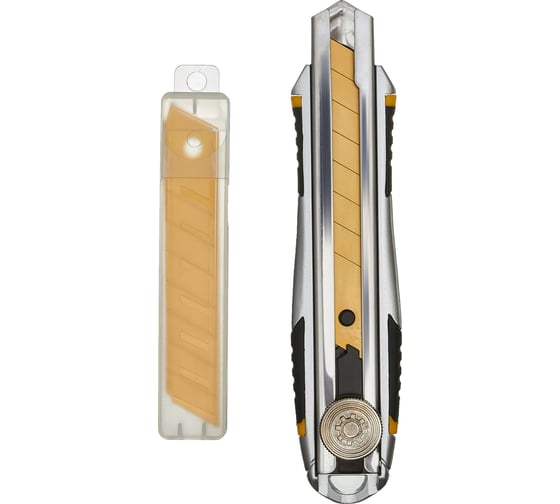 Изображение товара Строительный нож Inforce в металлическом корпусе 18 мм, с винтовым зажимом 06-02-12