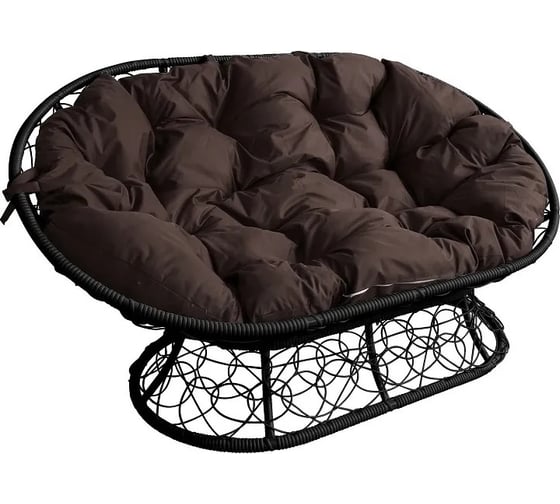 Изображение товара Диван M-GROUP МАМАСАН с ротангом чёрное, коричневая подушка 12110405