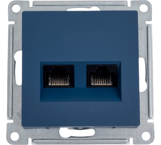 Изображение товара Розетка компьютерная двойная Systeme Electric AtlasDesign, RJ45 + RJ45, 5e, механизм, Аквамарин ATN001185
