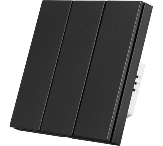 Изображение товара Умный трехкнопочный выключатель Roximo черный, SWBTN01-3B