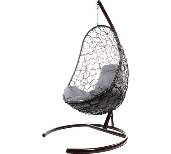 Изображение товара Подвесное кресло M-GROUP ОВАЛ с ротангом коричневое, серая подушка 11140209