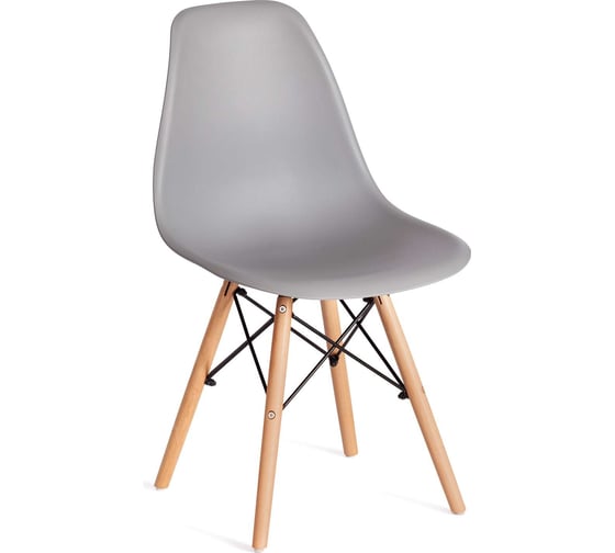 Изображение товара Стул Tetchair cindy (eames) (mod. 1801) / 1 шт. в упаковке дерево бук/металл/сиденье пластик, 45x51x82 см, light grey (светло-серый) 20246