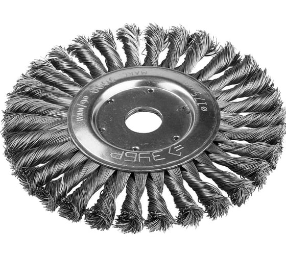 Изображение товара Щетка ЭКСПЕРТ дисковая для УШМ (жгутированная проволока 0,5 мм, 175 мм, 22.2 мм) Зубр 35190-175_z01
