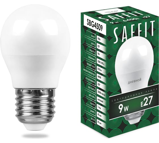 Изображение товара Светодиодная лампа SAFFIT 9W 230V E27 6400K, SBG4509 55126